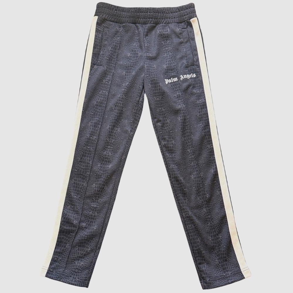 Palm Angels Mens Snakeskin  Track Pants Grey White Stripe  M Hype Lux